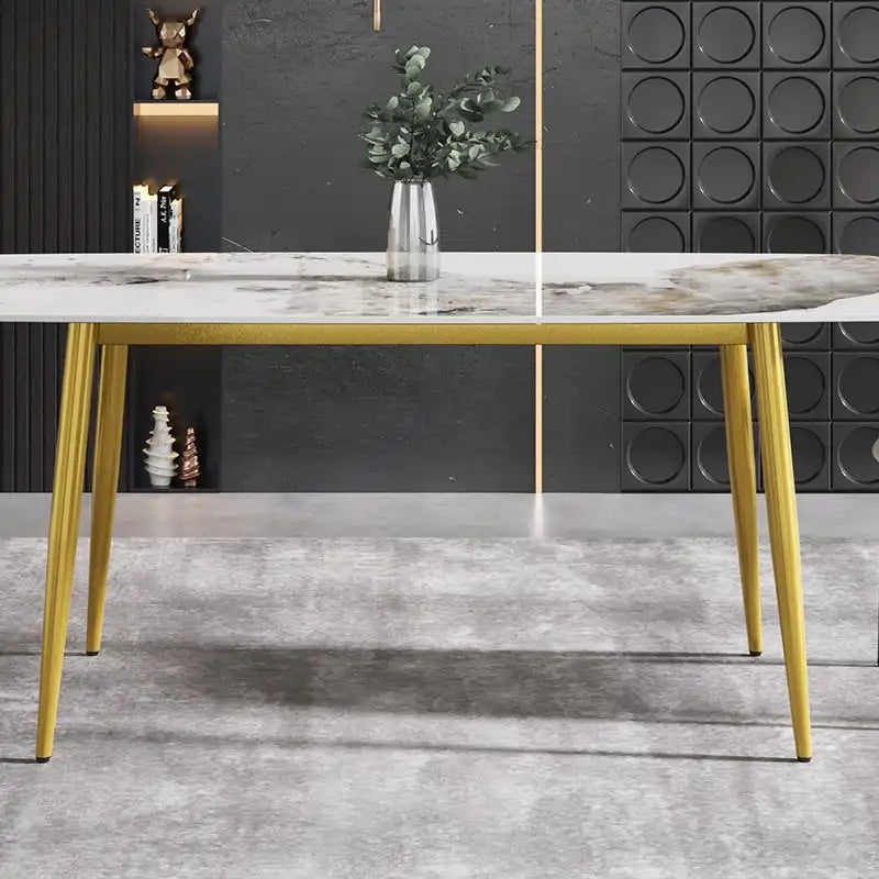 Table à manger rectangulaire moderne en pierre frittée de 180 cm pour 8 personnes