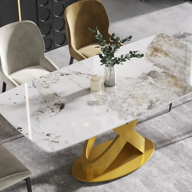 Table à manger rectangulaire moderne en pierre frittée de 180 cm pour 8 personnes