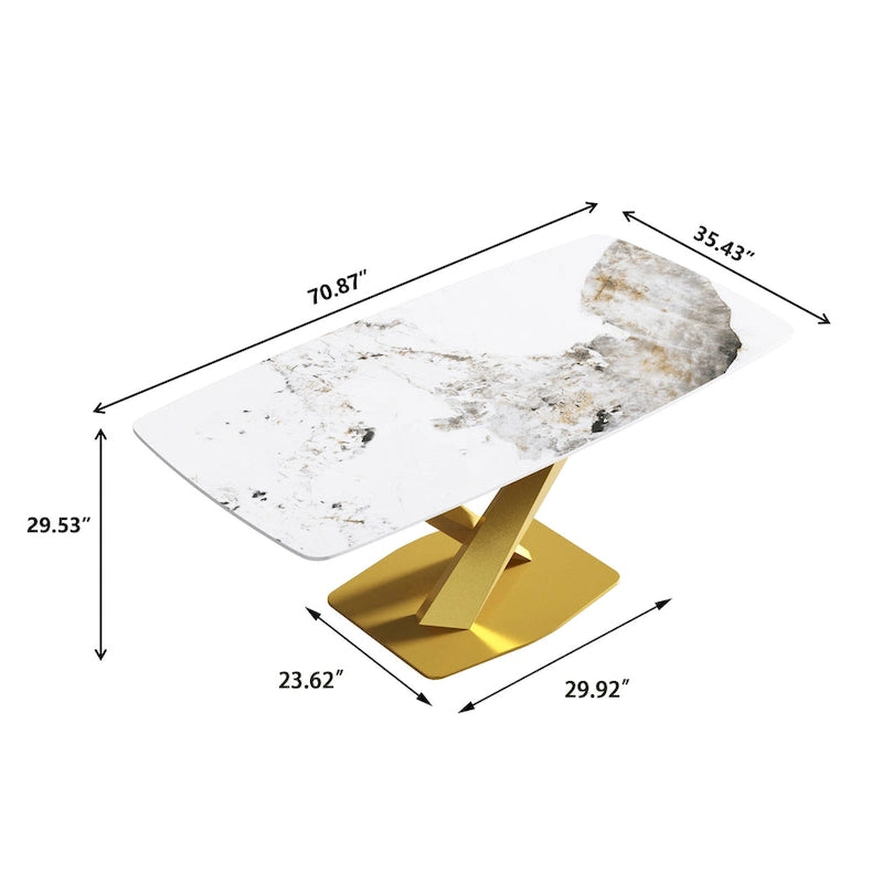 Table à manger rectangulaire moderne en pierre frittée de 180 cm pour 8 personnes