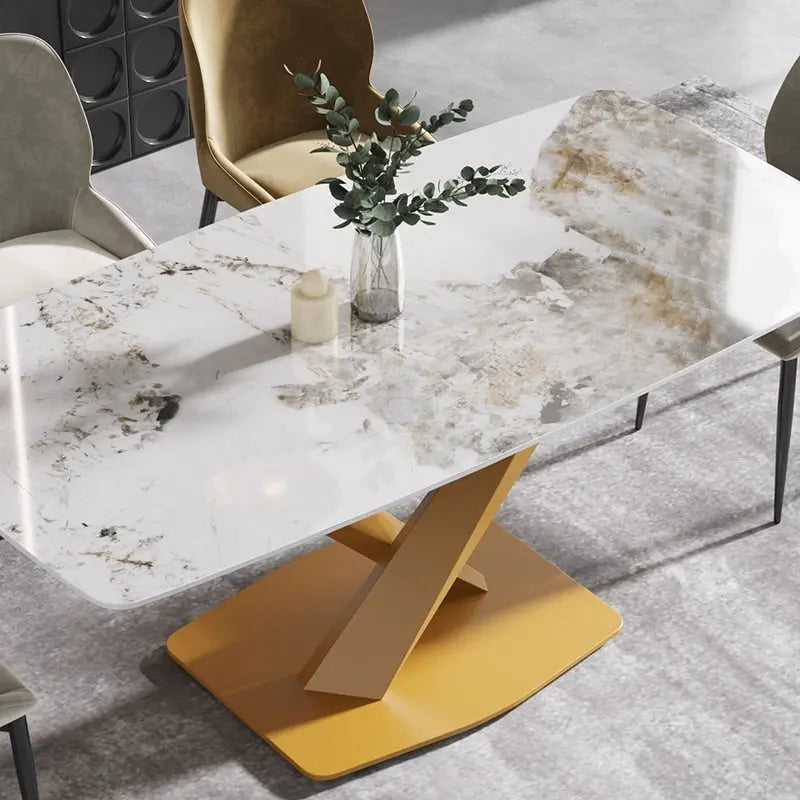 Table à manger rectangulaire moderne en pierre frittée de 180 cm pour 8 personnes