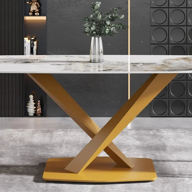 Table à manger rectangulaire moderne en pierre frittée de 180 cm pour 8 personnes