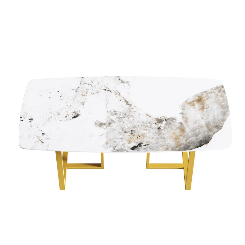 Table à manger rectangulaire moderne en pierre frittée de 180 cm pour 8 personnes