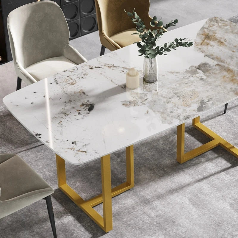 Table à manger rectangulaire moderne en pierre frittée de 180 cm pour 8 personnes