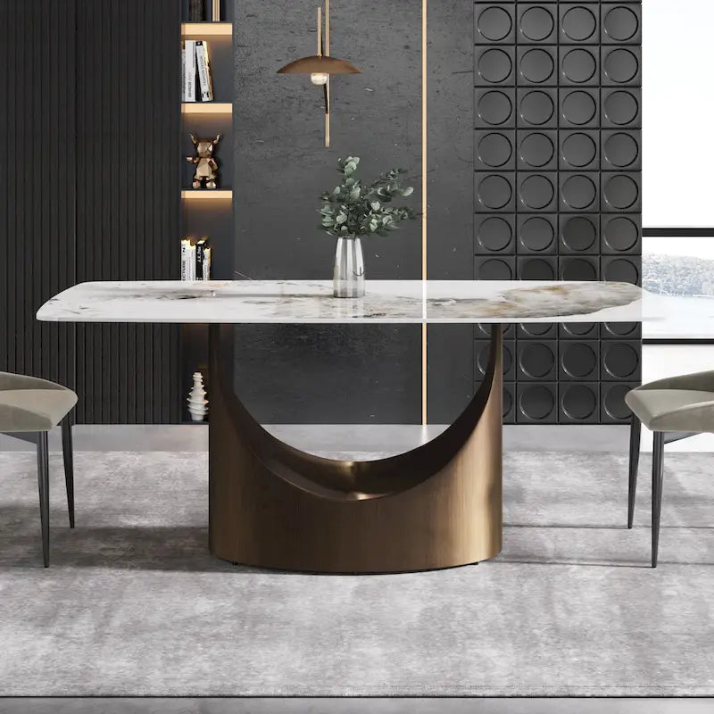 Table à manger rectangulaire moderne en pierre frittée de 180 cm pour 8 personnes