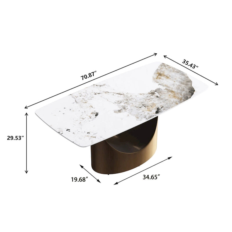 Table à manger rectangulaire moderne en pierre frittée de 180 cm pour 8 personnes