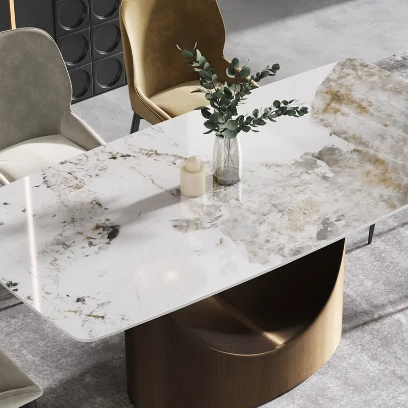 Table à manger rectangulaire moderne en pierre frittée de 180 cm pour 8 personnes