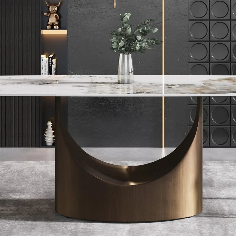 Table à manger rectangulaire moderne en pierre frittée de 180 cm pour 8 personnes
