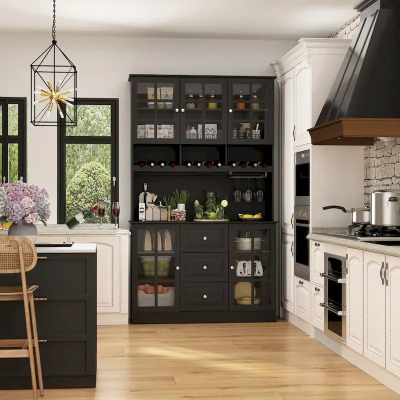 78,9 Buffet de garde-manger avec huche Meuble de rangement de cuisine autoportant
