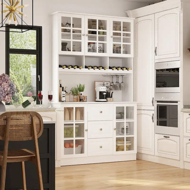 78,9 Buffet de garde-manger avec huche Meuble de rangement de cuisine autoportant