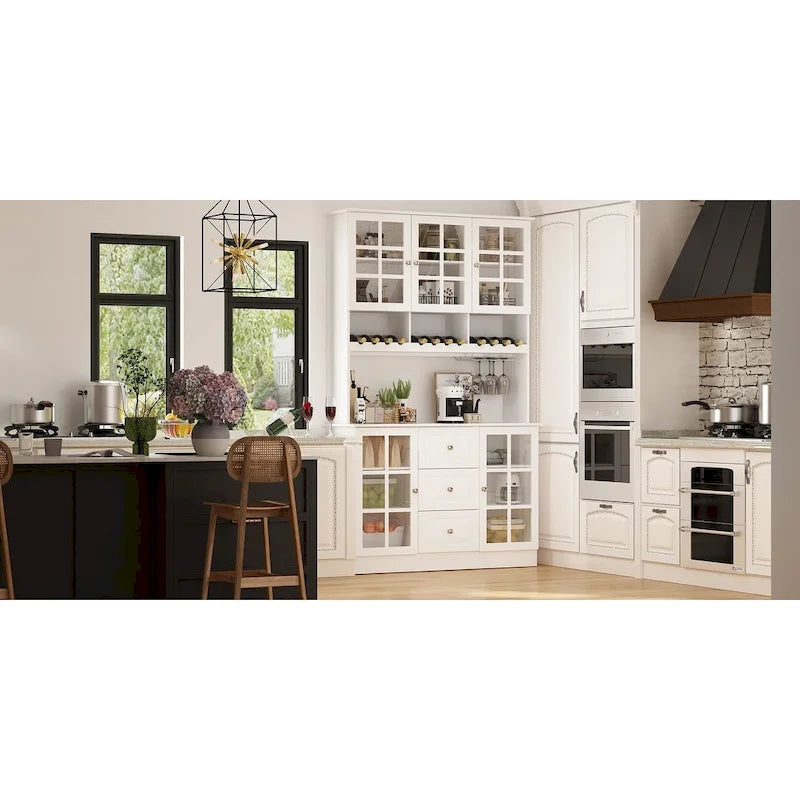 78,9 Buffet de garde-manger avec huche Meuble de rangement de cuisine autoportant