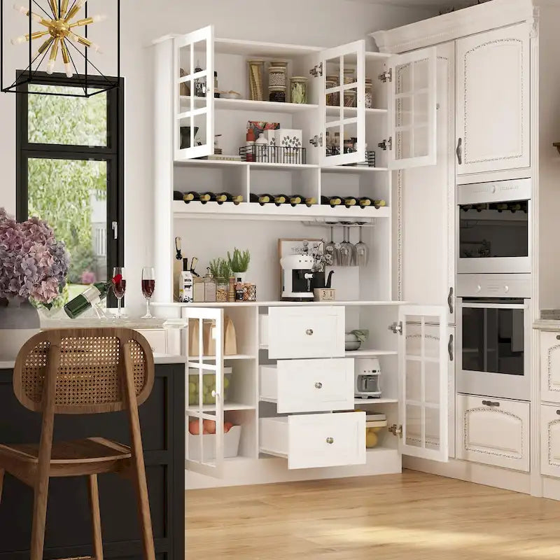 78,9 Buffet de garde-manger avec huche Meuble de rangement de cuisine autoportant