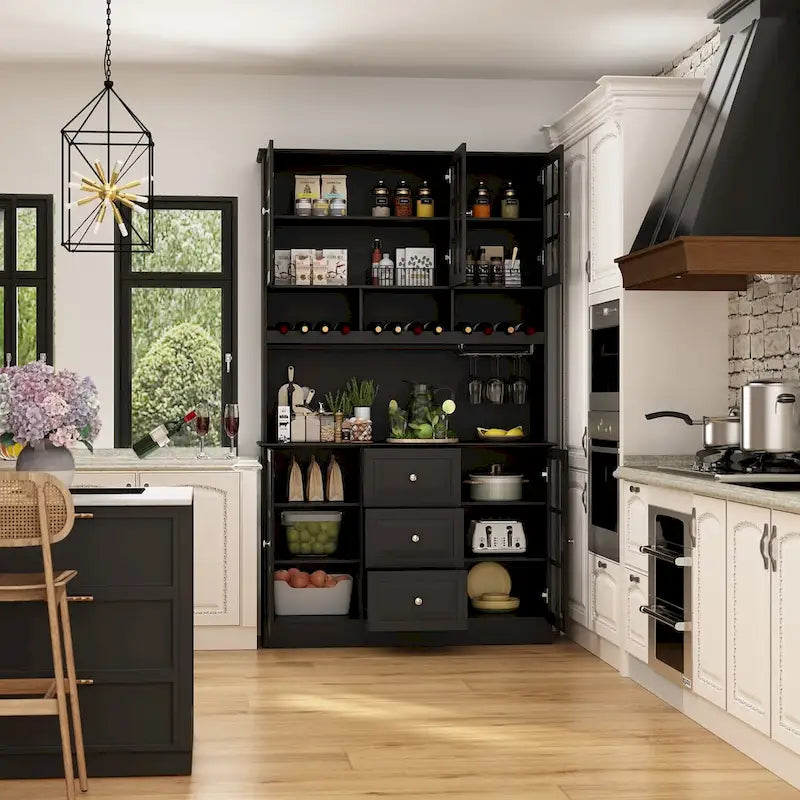 78,9 Buffet de garde-manger avec huche Meuble de rangement de cuisine autoportant