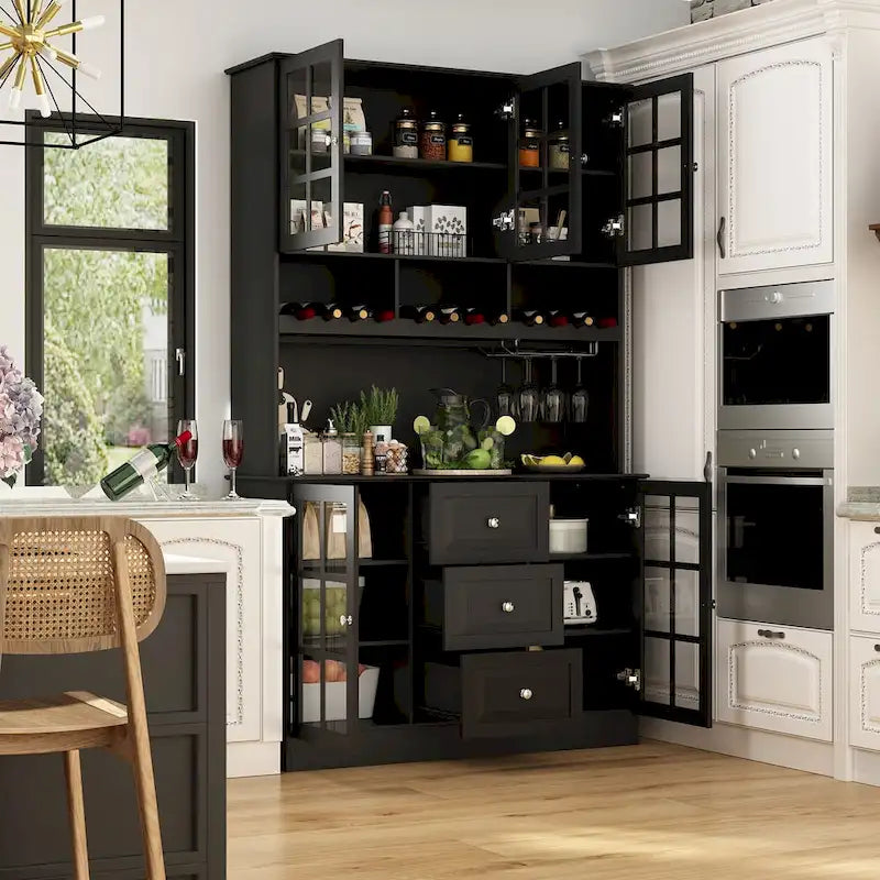 78,9 Buffet de garde-manger avec huche Meuble de rangement de cuisine autoportant
