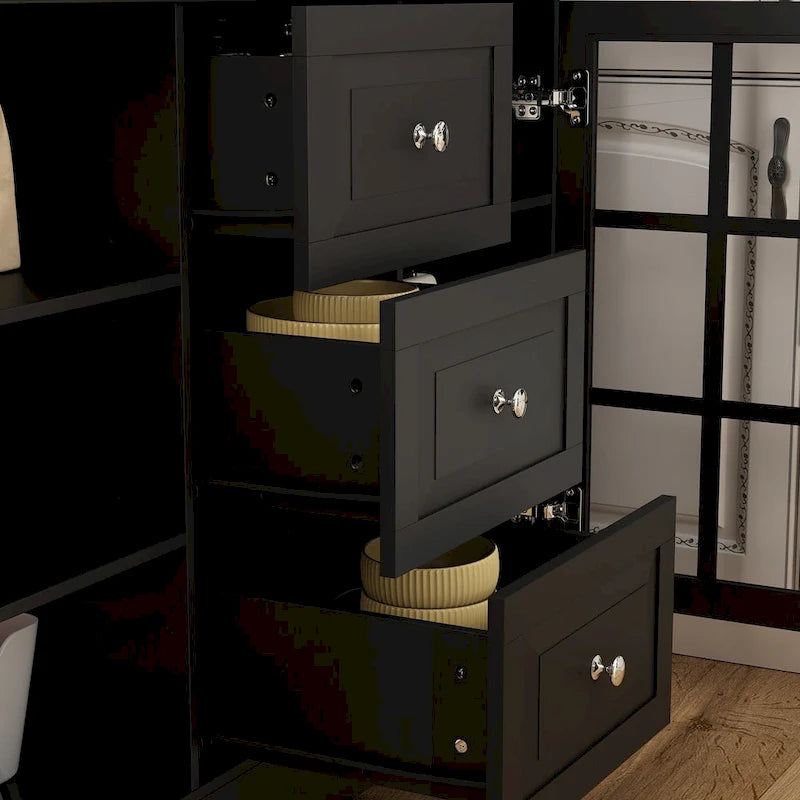 78,9 Buffet de garde-manger avec huche Meuble de rangement de cuisine autoportant