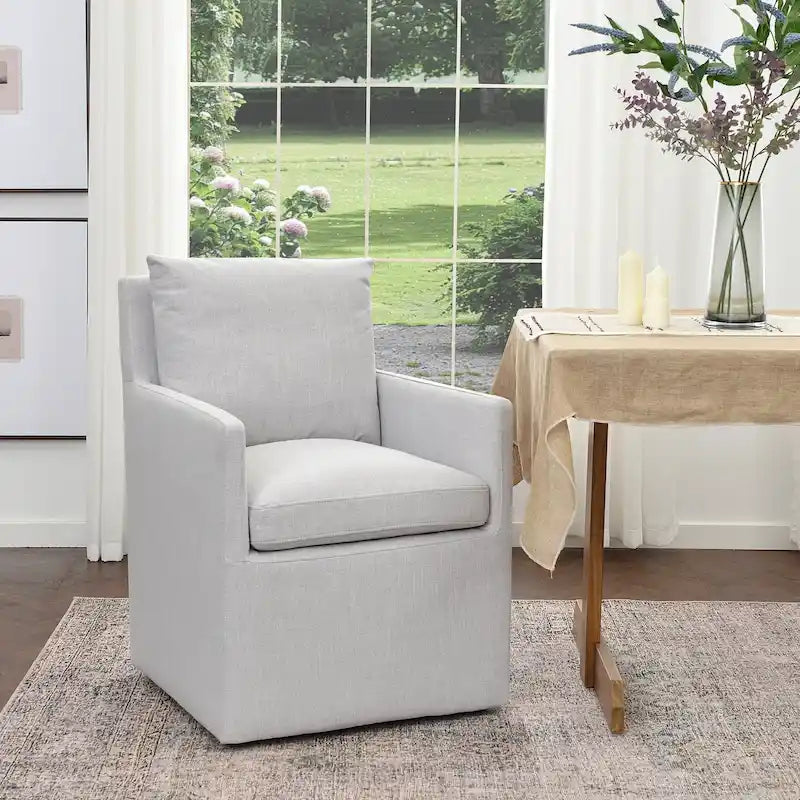 Fauteuil de salle à manger roulant rembourré en tissu haute performance (25)