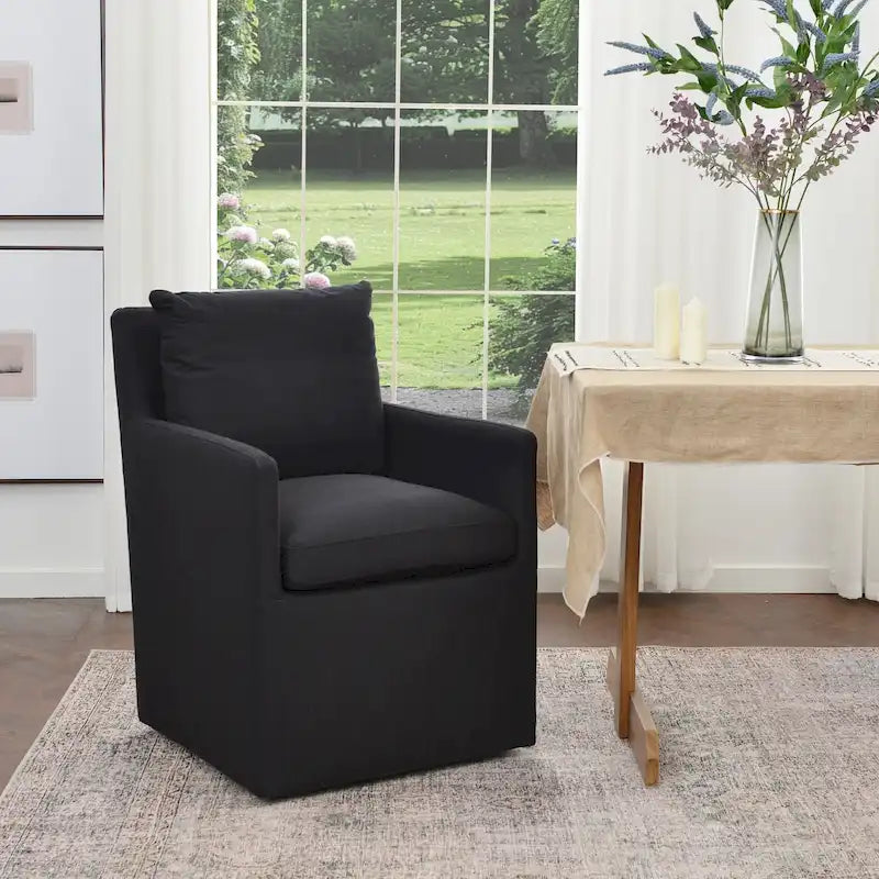 Fauteuil de salle à manger roulant rembourré en tissu haute performance (25)