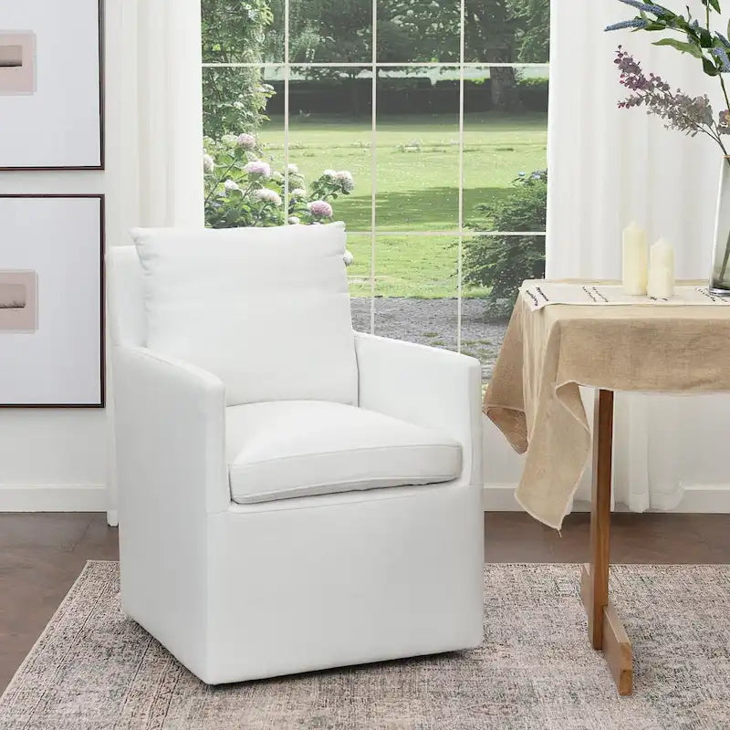 KINWELL 25 Performance Fabric Upholstered Rolling Dining Armchair