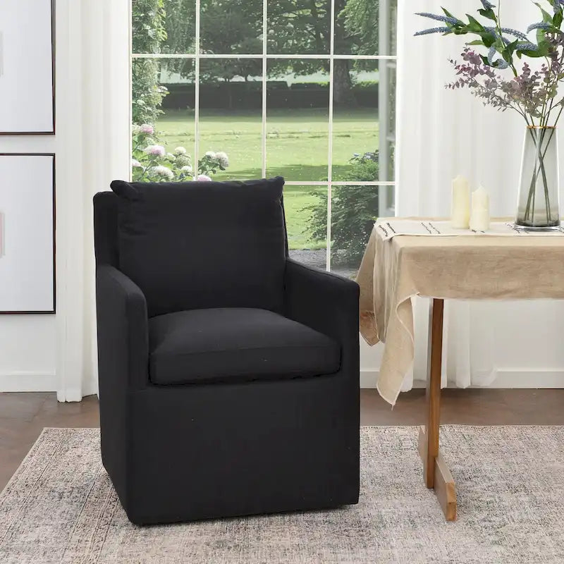 Fauteuil de salle à manger roulant rembourré en tissu haute performance (25)