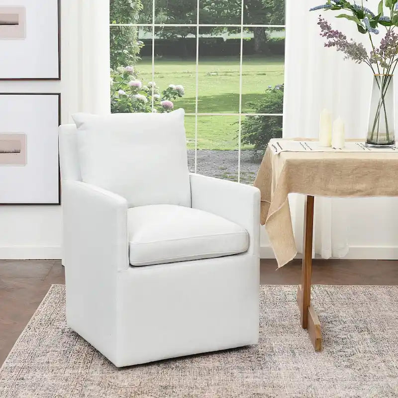 Fauteuil de salle à manger roulant rembourré en tissu haute performance (25)