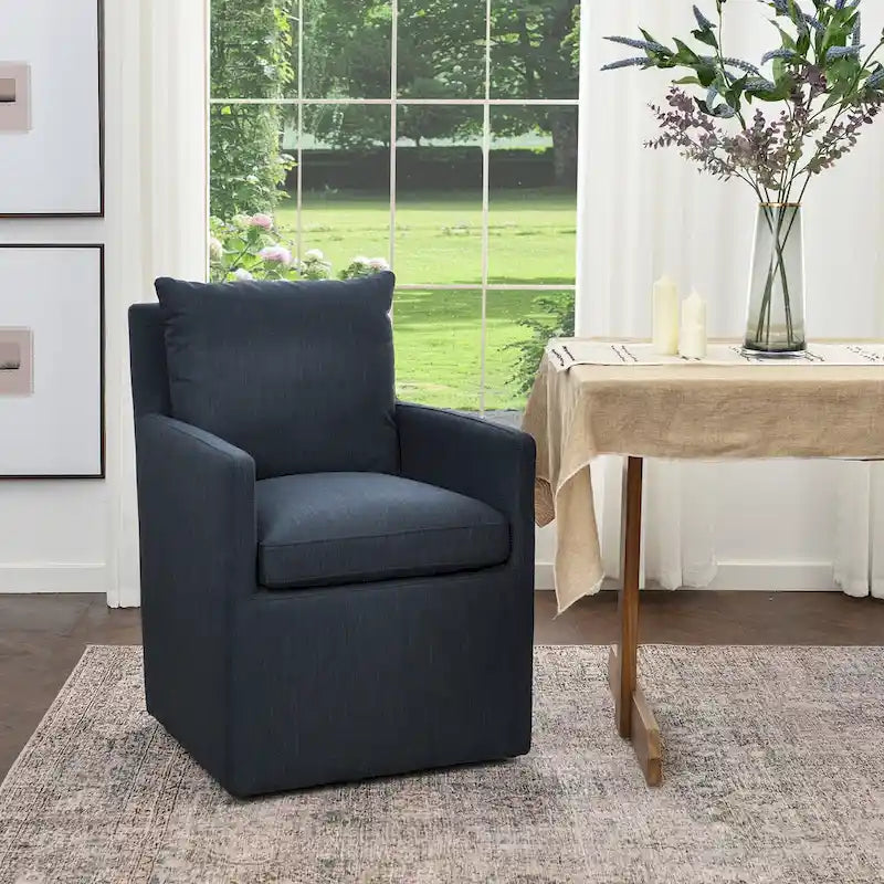 Fauteuil de salle à manger roulant rembourré en tissu haute performance (25)