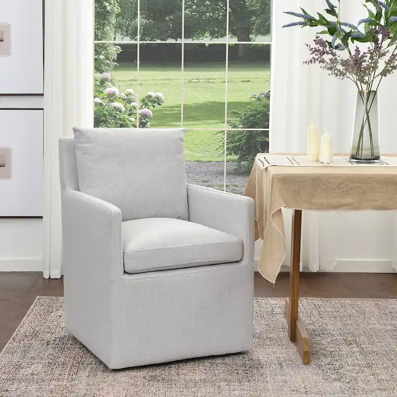 Fauteuil de salle à manger roulant rembourré en tissu haute performance (25)