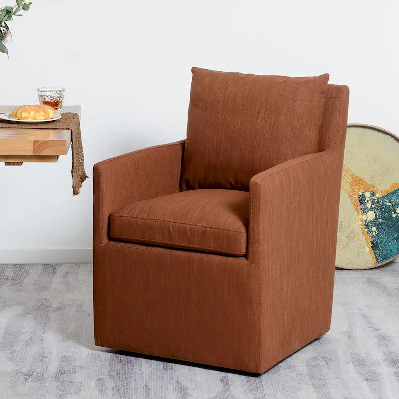 Fauteuil de salle à manger roulant rembourré en tissu haute performance (25)
