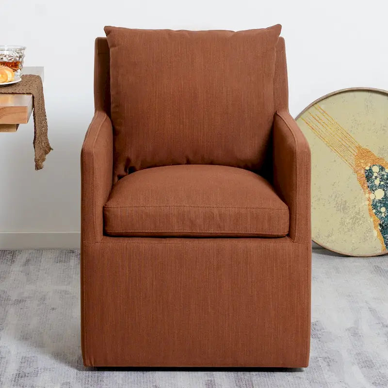 Fauteuil de salle à manger roulant rembourré en tissu haute performance (25)