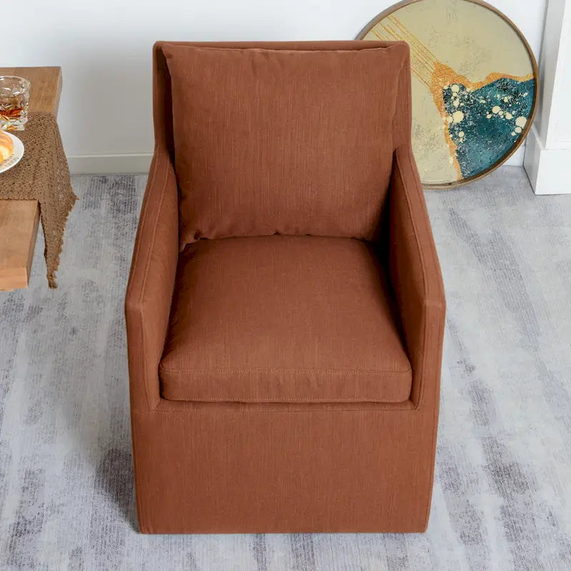 Fauteuil de salle à manger roulant rembourré en tissu haute performance (25)