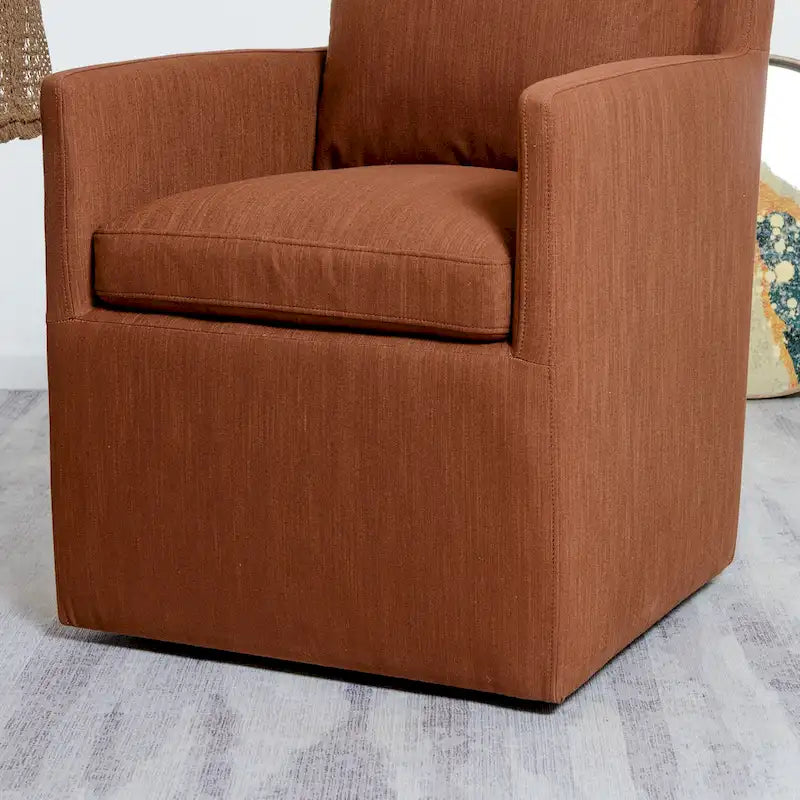 Fauteuil de salle à manger roulant rembourré en tissu haute performance (25)