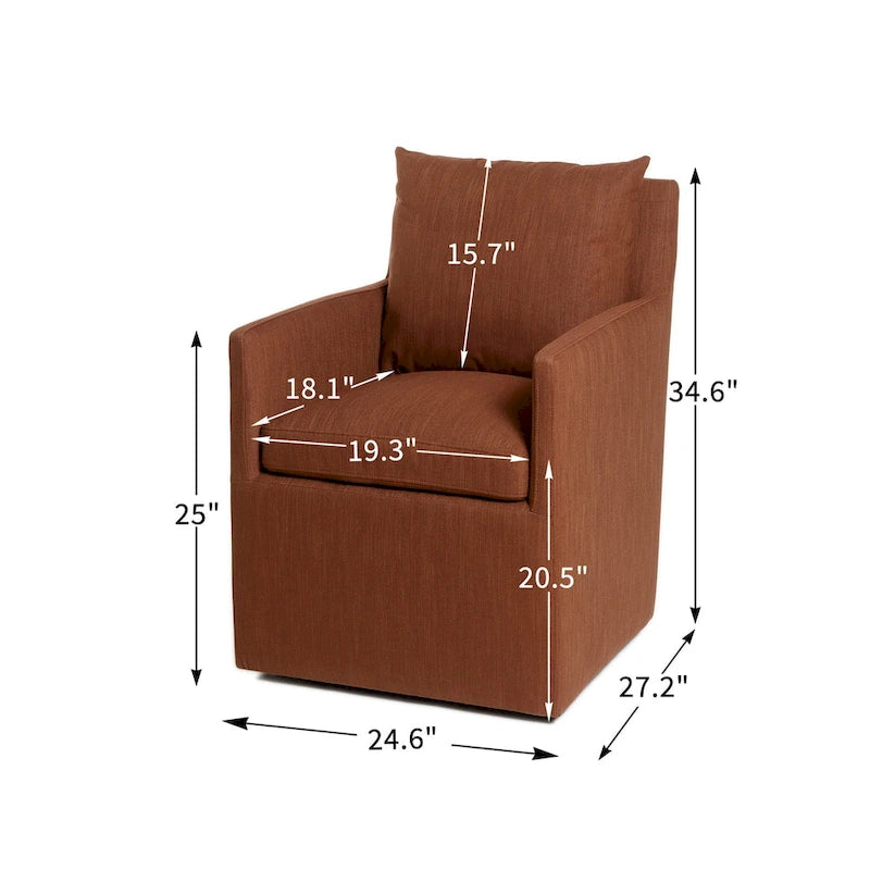 Fauteuil de salle à manger roulant rembourré en tissu haute performance (25)