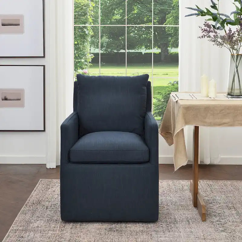 Fauteuil de salle à manger roulant rembourré en tissu haute performance (25)