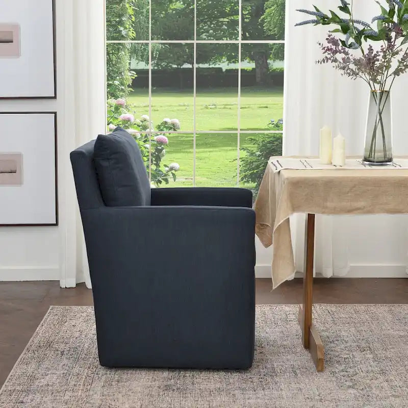 Fauteuil de salle à manger roulant rembourré en tissu haute performance (25)