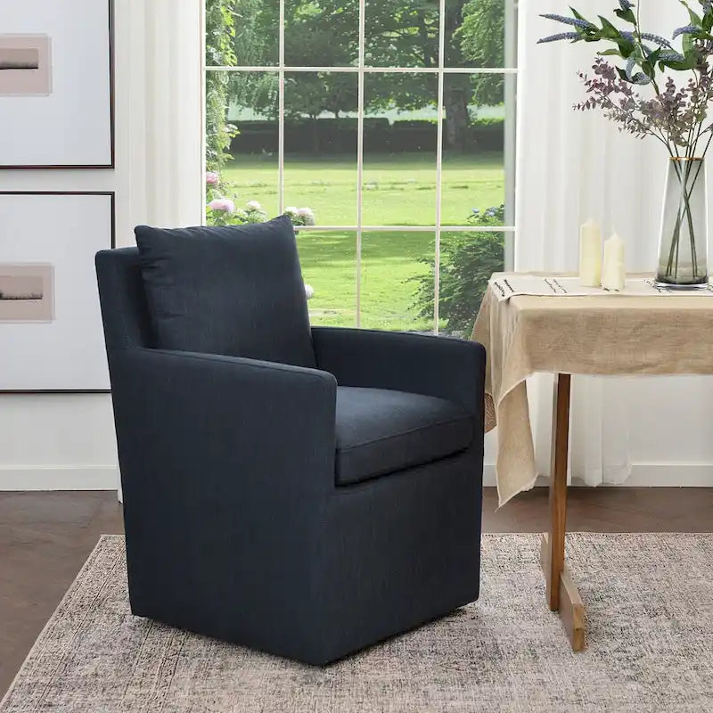 Fauteuil de salle à manger roulant rembourré en tissu haute performance (25)