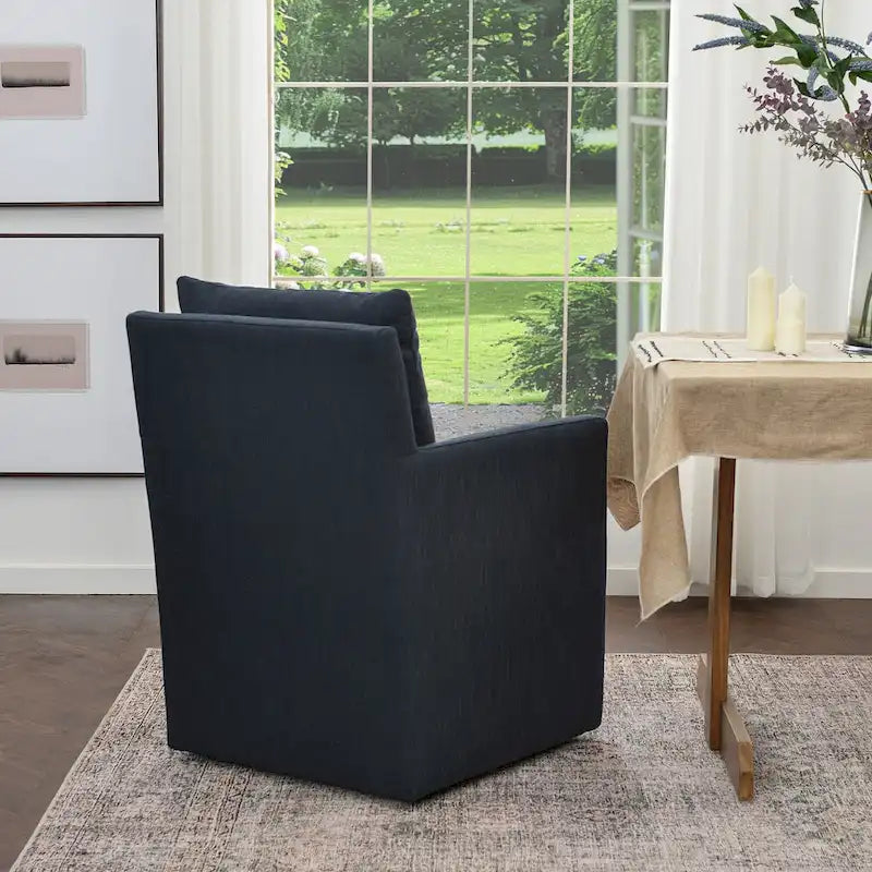 Fauteuil de salle à manger roulant rembourré en tissu haute performance (25)