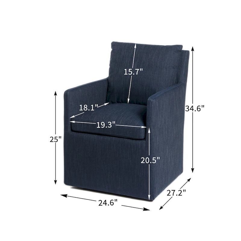 Fauteuil de salle à manger roulant rembourré en tissu haute performance (25)