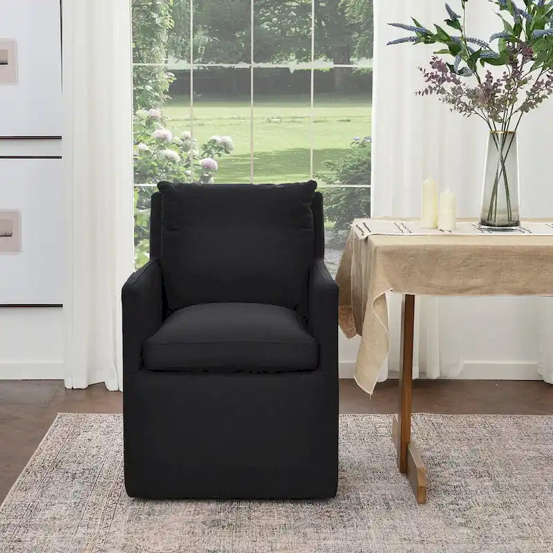 Fauteuil de salle à manger roulant rembourré en tissu haute performance (25)