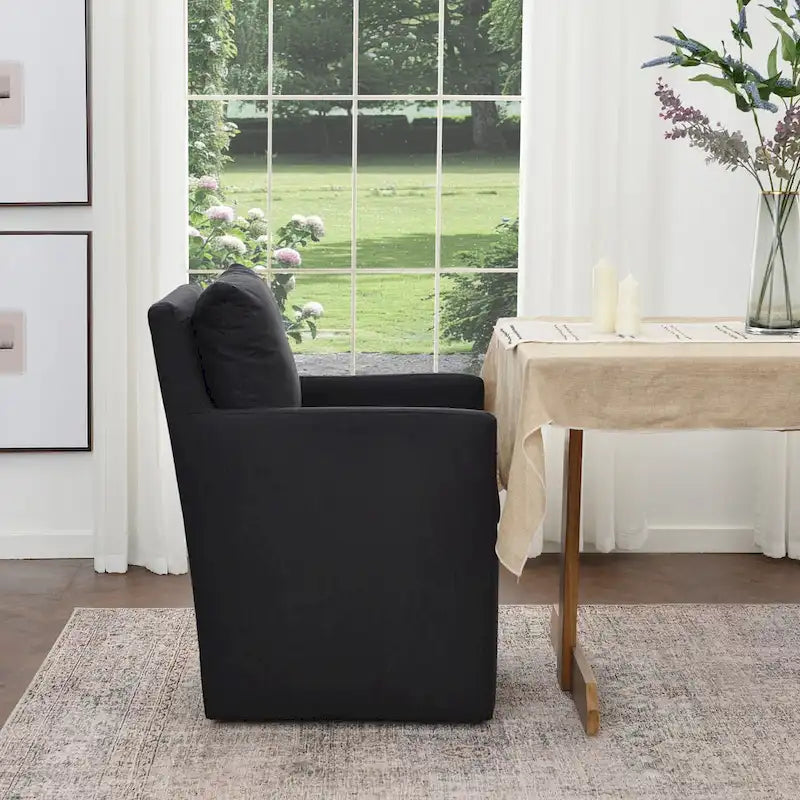 Fauteuil de salle à manger roulant rembourré en tissu haute performance (25)
