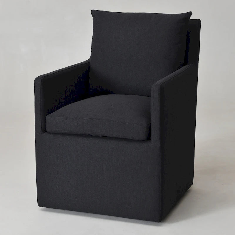 Fauteuil de salle à manger roulant rembourré en tissu haute performance (25)