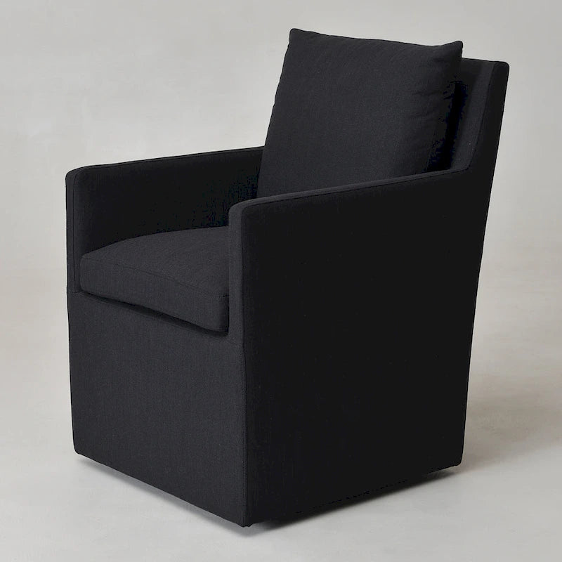 Fauteuil de salle à manger roulant rembourré en tissu haute performance (25)