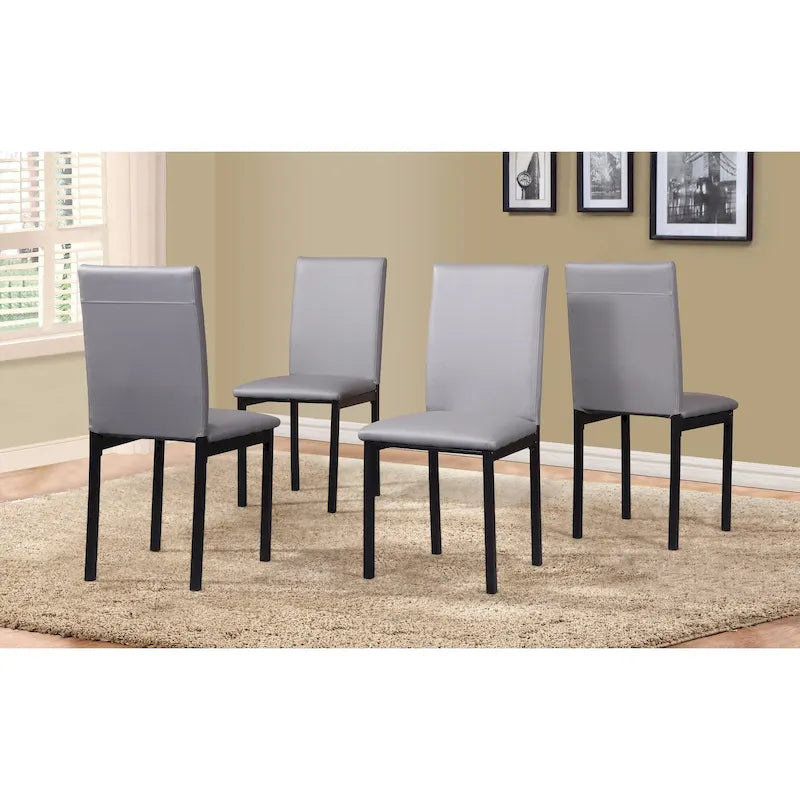 Chaises de salle à manger noires en simili cuir et métal, lot de 4