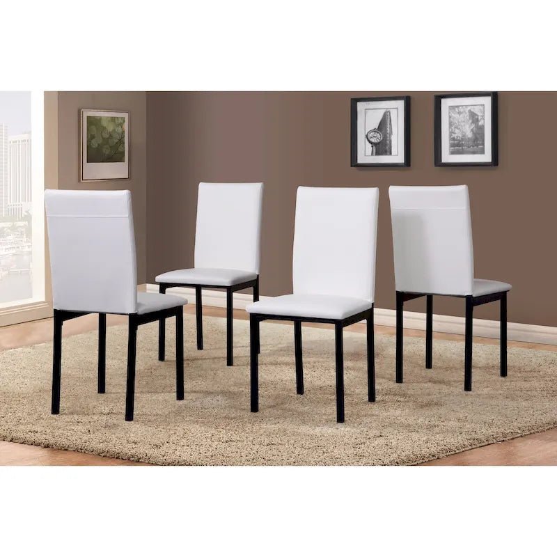 Chaises de salle à manger noires en simili cuir et métal, lot de 4