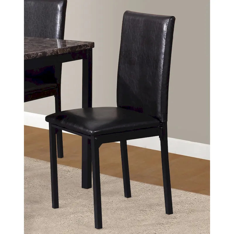 Chaises de salle à manger noires en simili cuir et métal, lot de 4