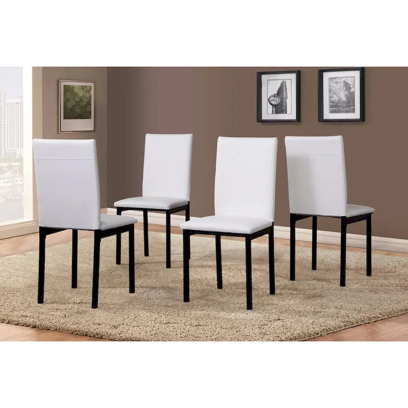 Chaises de salle à manger noires en simili cuir et métal, lot de 4