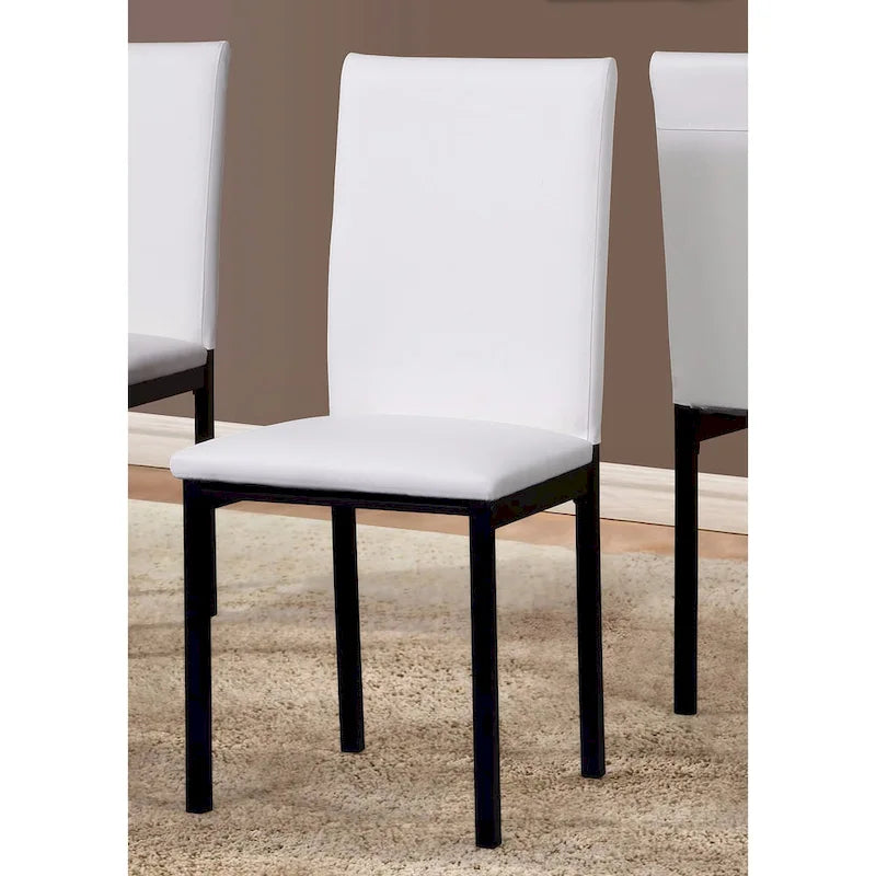 Chaises de salle à manger noires en simili cuir et métal, lot de 4