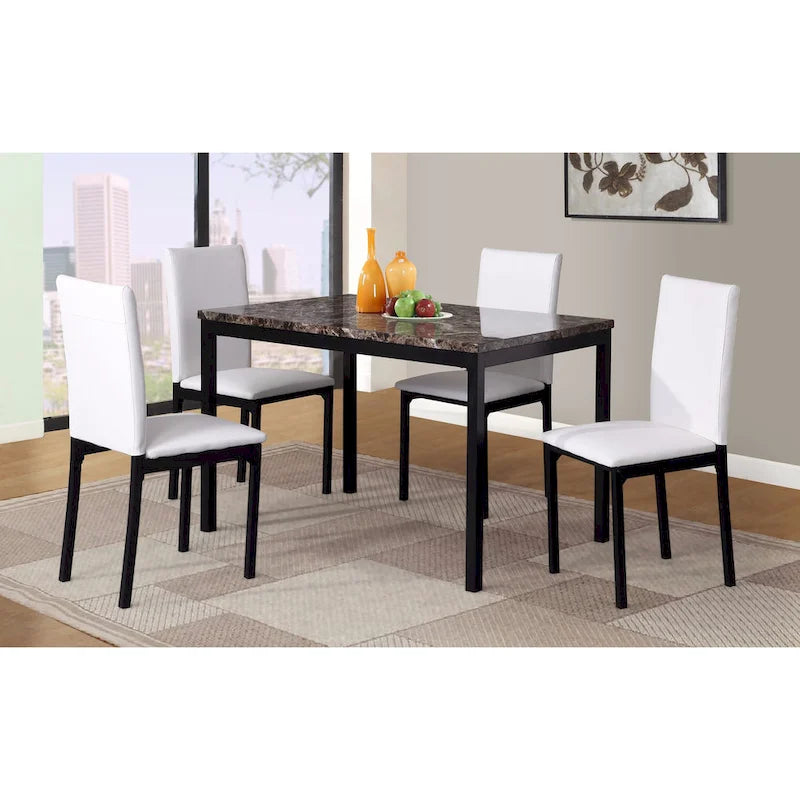 Chaises de salle à manger noires en simili cuir et métal, lot de 4