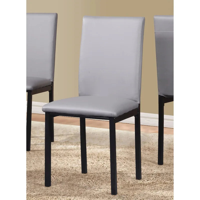 Chaises de salle à manger noires en simili cuir et métal, lot de 4