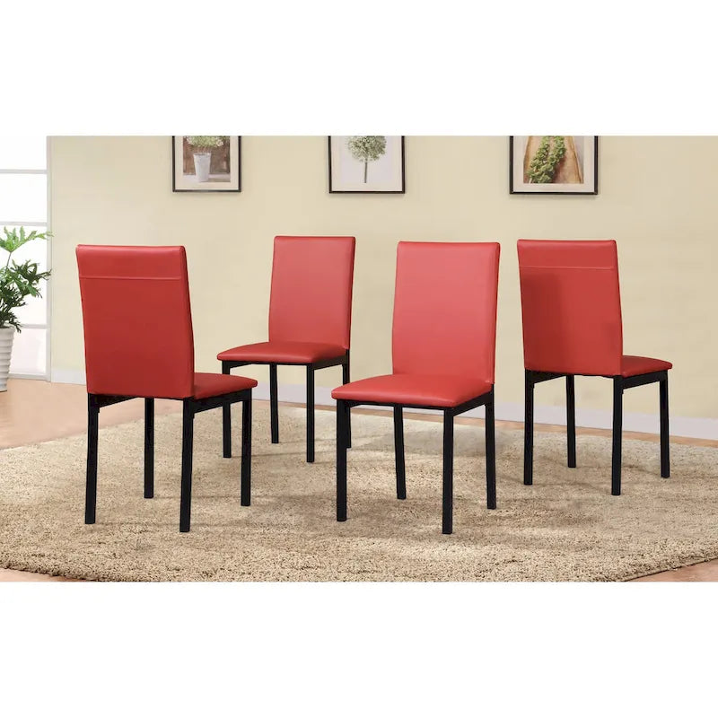 Chaises de salle à manger noires en simili cuir et métal, lot de 4