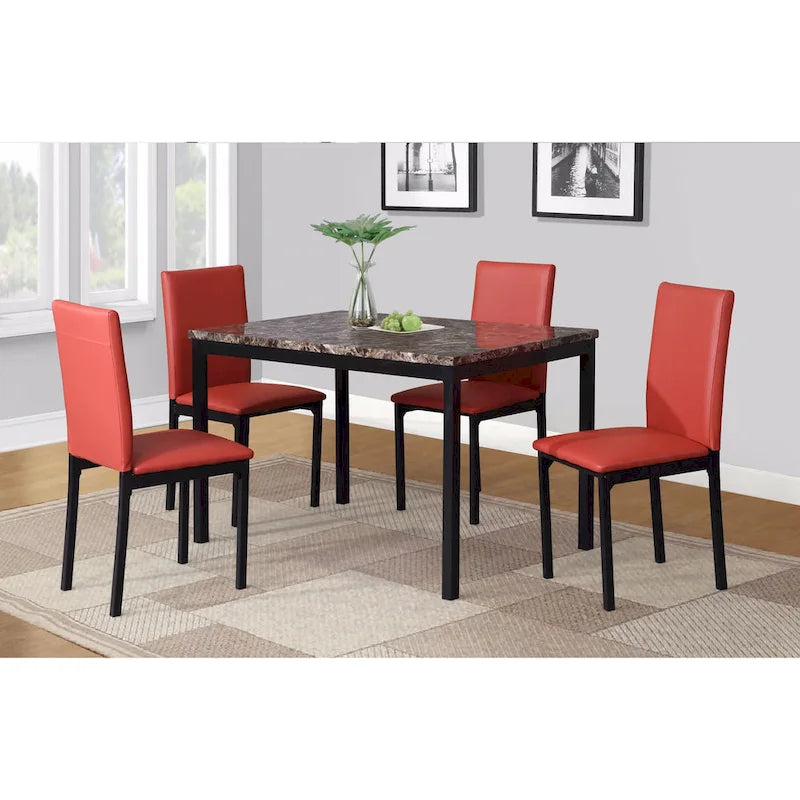 Chaises de salle à manger noires en simili cuir et métal, lot de 4