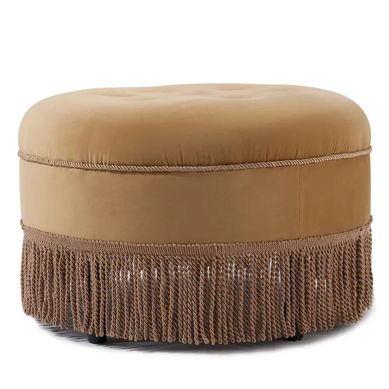 Ottoman rond d'appoint capitonné