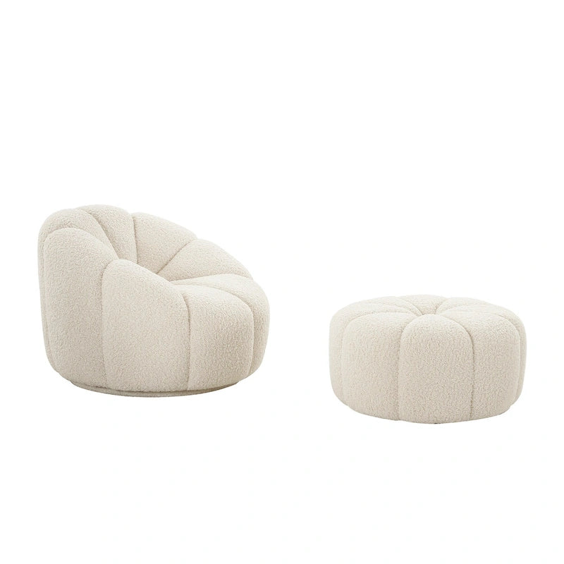 Pouf Pompéi Bouclé, Crème